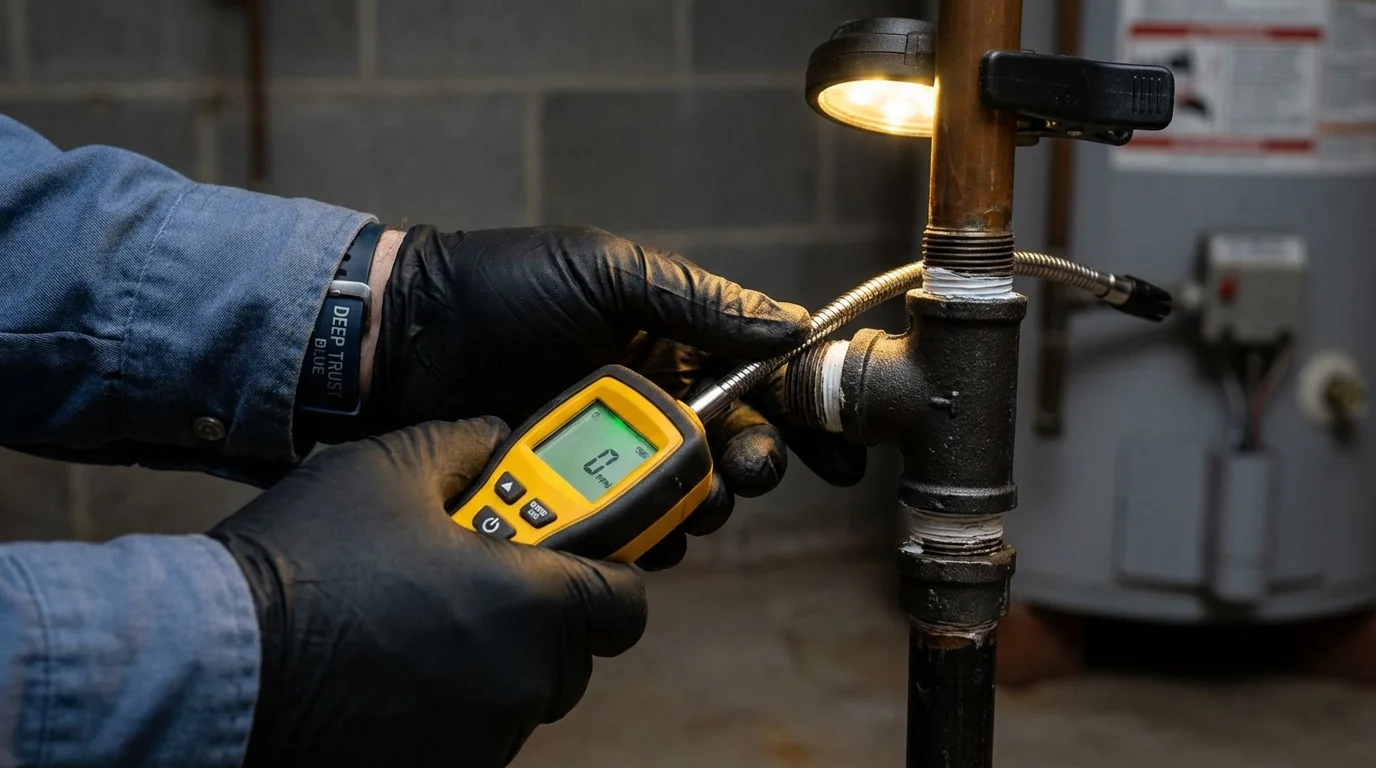 Gas leak detection with electronic sniffer by Johns Plumbing LLC in Ivanhoe
