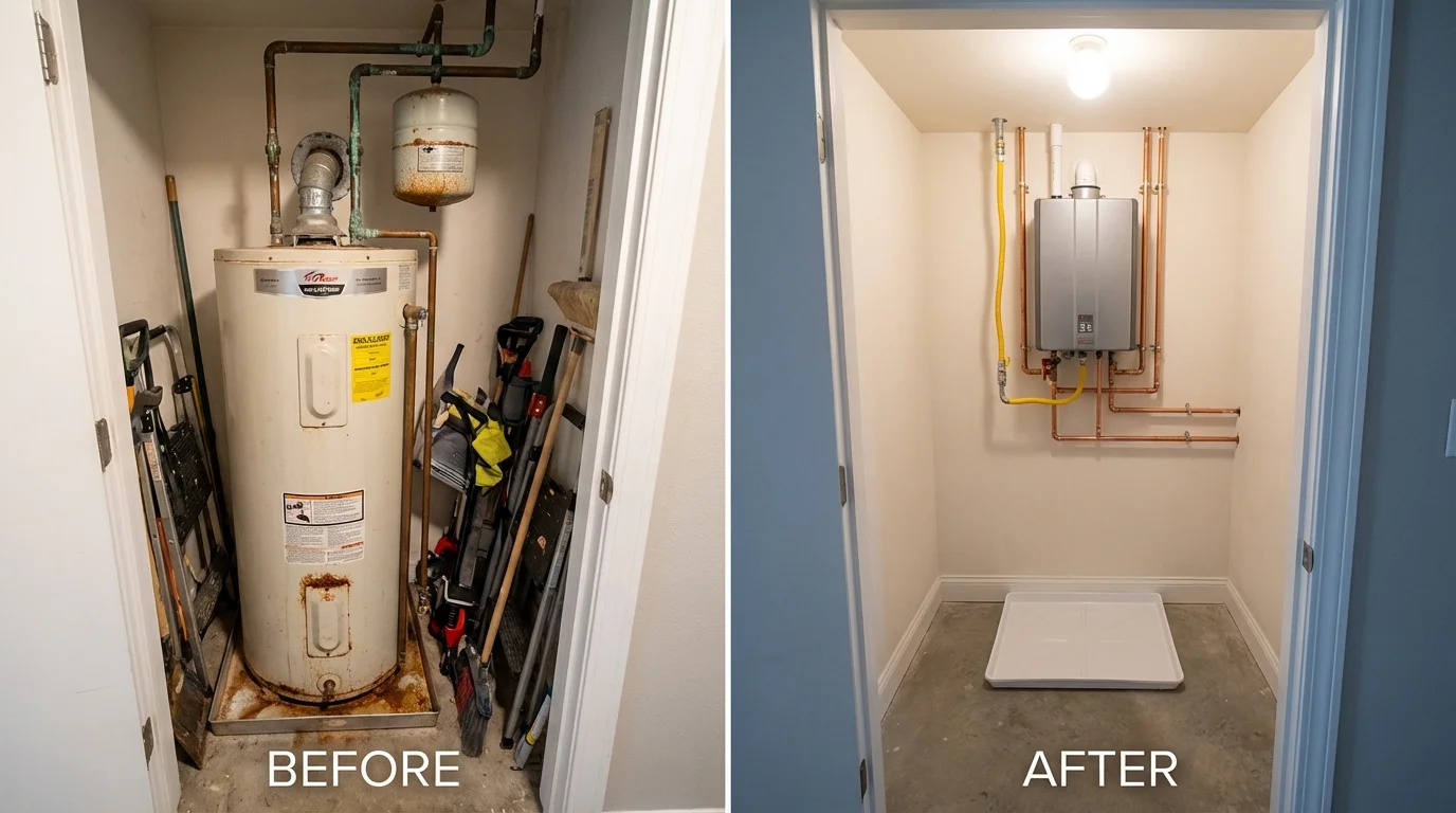 Tank water heater versus wall-mounted tankless unit comparison for Ivanhoe, MN homeowners